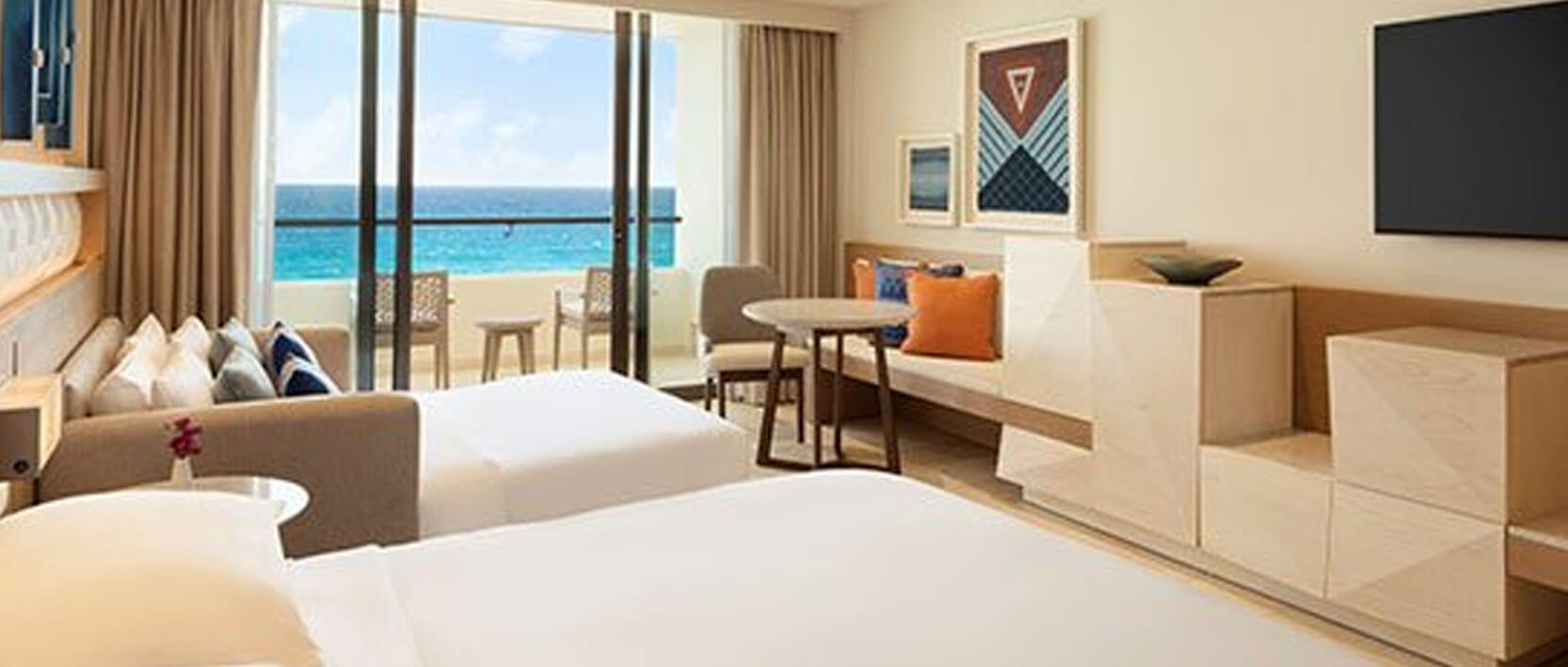 Hyatt Ziva Cancun Accommodations - Oceanfront King (With Sofa Bed) or Double